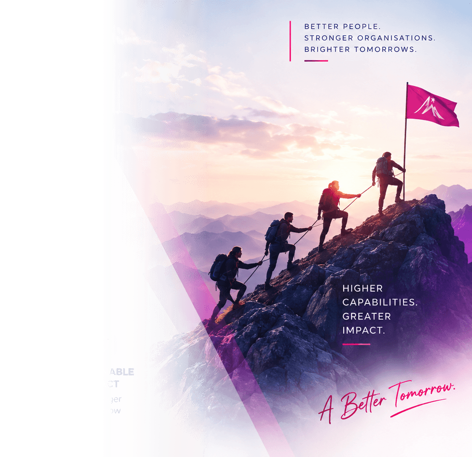 Team climbing toward a shared summit